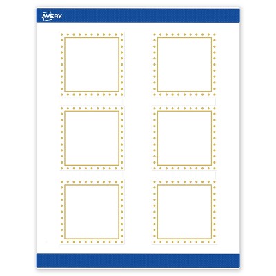 Avery 3" x 3" Labels, Gold Border with Gold Dots, 60 ct