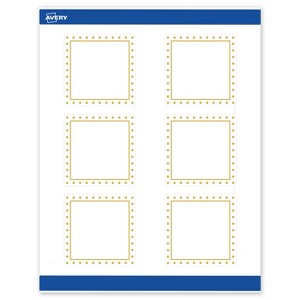 Avery 3" x 3" Labels, Gold Border with Gold Dots, 60 ct - 1 of 4