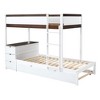 Twin Over Twin Wood Bunk Bed with Twin Size Trundle, 3 Drawers, Desk and USB Ports, 4Q -ModernLuxe - image 4 of 4