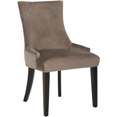 Transitional Gray Velvet Upholstered Side Chair with Birch Legs