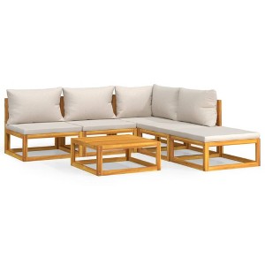 vidaXL Patio Lounge Set - Solid Acacia Wood, Light Gray Cushions, Modifiable Configuration, Comfortable & Durable - Suitable for Outdoor Living Spaces - 1 of 4