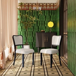 APRILSOUL35.00"Black Walnut Finish Upholstered Dining Chairs Set of 2 - Traditional Elegant Fabric Side Chairs - 1 of 4
