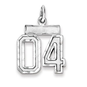 Black Bow Jewelry Sterling Silver, Varsity Collection, Small D/C Pendant, Number 04 - 1 of 4
