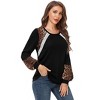 Clearlove Women's Leopard Print Tunic Tops Casual Color Block Blouse Long Sleeve T Shirt - 2 of 4