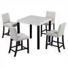 5Pcs Dining Sets Imitation Marble Tabletop Solid Wood Dining Table 4 Chairs Kitchen, Space Saving Dining Sets, Black White - 4 of 4