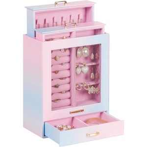 Jewelry Box for Women & Girls, White and Gold Organizer with Storage for Necklaces, Rings, Earrings & Bracelets - 1 of 4