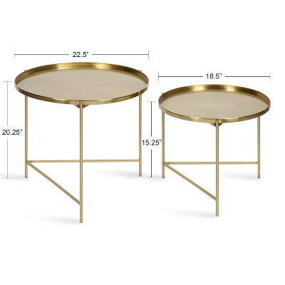 Ulani Gold Round Iron Nesting Cocktail Tables, Set of 2