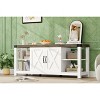 Farmhouse TV Stand for 65 Inch,TV Media Console Table with Adjustable Shelves and 2 Storage Cabinets, Wooden TV Stand for Living Room, Bedroom - 2 of 4