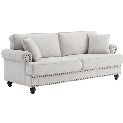 NicBex 82.09 Inch Chenille Sofa Couch,3-Seater Sofa with 2 Throw Pillows for Living Room,Bedroom,Office,Apartment