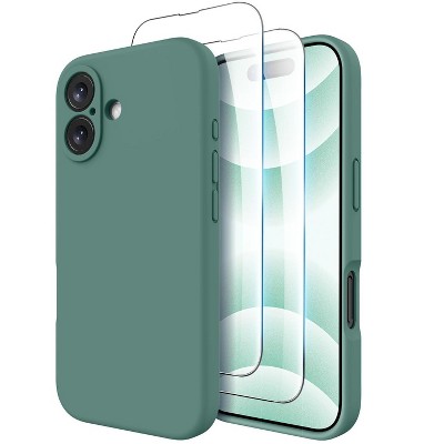 BONGEEK Compatible with iPhone 16 Case, Compatible with MagSafe, Shockproof Magnetic Silicone [2 Pack Screen Protectors], Pine Green