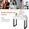 Vanity Makeup Desk with Round Mirror, 40" Small Modern White Vanity Desk ,Dressing Table with 2 Drawers, Girls Compact Vanity Desk for Bedroom - 2 of 4