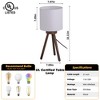 18" Nordic Style Tripod Table Lamp with Natural Wood Base and Linen Drum Shade for Bedroom, Living Room & Entryway - 2 of 4
