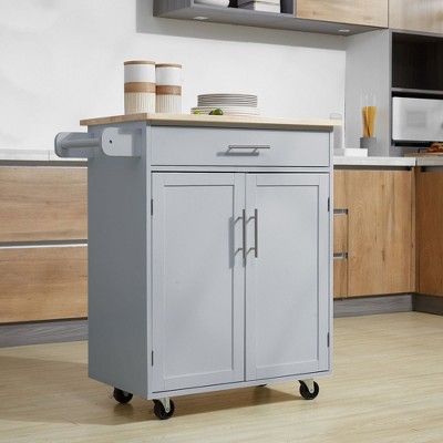 NicBex Mobile Kitchen Island Cart Morden Kitchen Carts on Wheels with Storage, 2 Cabinets Doors and 1 Drawer for Dining Rooms
