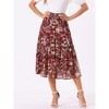 INSPIRE CHIC Women's Floral Elastic Waist Tiered Ruffle Boho Midi Skirts - 3 of 4