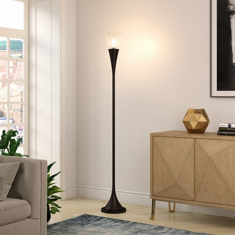 Hampton & Thyme Torchiere Floor Lamp with Glass Shade , 5 of 10