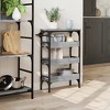 CLIHOME 4-Tier Rolling Kitchen Trolley 29.9" Engineered Wood With Lockable Wheels - 3 of 4