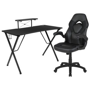 Flash Furniture Gaming Desk and Racing Chair Set with Cup Holder, Headphone Hook, and Monitor/Smartphone Stand - 1 of 4