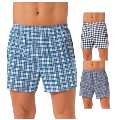 INSPIRE CHIC Men's 3 Pack Classic Plaid Pattern Boxer Shorts
