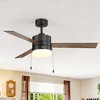 Airsurfer 52" Ceiling Fan with Light in Matte Black and Plywood Blades 3-Blade Pull Chain Propeller Design - 2 of 4