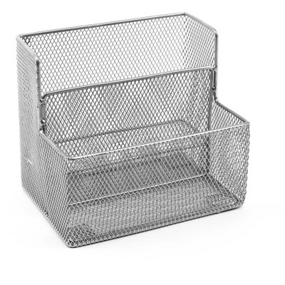 Design Ideas was the first company to introduce desk accessories from expanded metal mesh. Today, we remain the industry leader in developing innovative new styles for every room in the home and office. Our 2 Tier Small Metal Spice Storage Bin will keep your pantry clean and your spices accessible with an immense amount of ease. Featuring two pockets, the back one with a raised floor, this storage bin provides neat and tidy storage for packets of dry spices, office supplies, or even small toiletries.