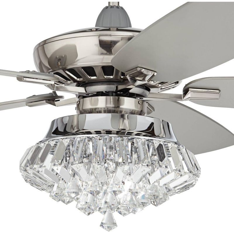 52" Casa Vieja Modern Indoor Ceiling Fan with Light LED Dimmable Remote Brushed Nickel Clear Crystal Ball Strand Living Room Kitchen, 3 of 10