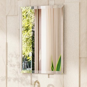 Frameless Rectangle Bathroom Mirror, Shatterproof Beveled Edge Glass, Modern Wall Mirror - 1 of 4