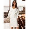 Seta T Women's Deep V Neck Wrap Batwing Sleeve Belted Bodycon Midi Sweater Dress - 3 of 4