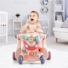 2-in-1 Baby Sit-to-Stand Walker Kids Activity Center Toddler Walking Toy Pink - 2 of 4