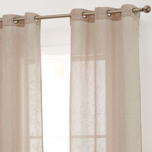 HLC.ME Emily Faux Linen Semi Sheer Light Filtering Grommet Lightweight Window Curtains Drapery Panels, Set of 2 - 1 of 4