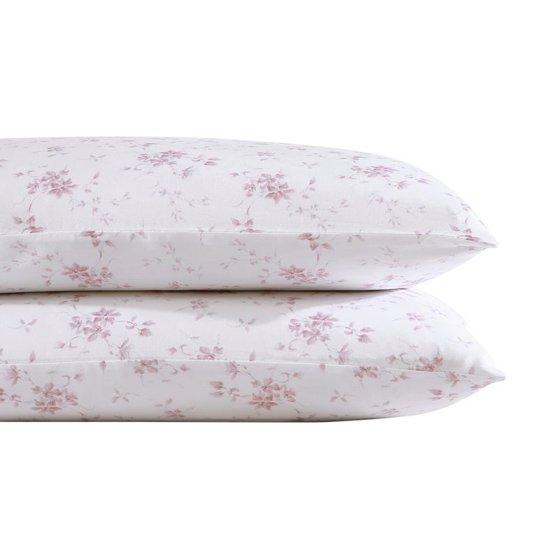 Laura Ashley Garden Muse 100% Cotton 300 Thread Count Sateen- 2 Piece- Pillowcase  Pink, 1 of 5
