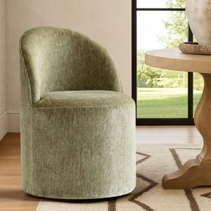Modern Barrel Upholstered Dining Chair with Wheels Round Dining Room Chair Chenille Dining Chair for Kitchen,Dining Room -Tanpinhause - 1 of 4