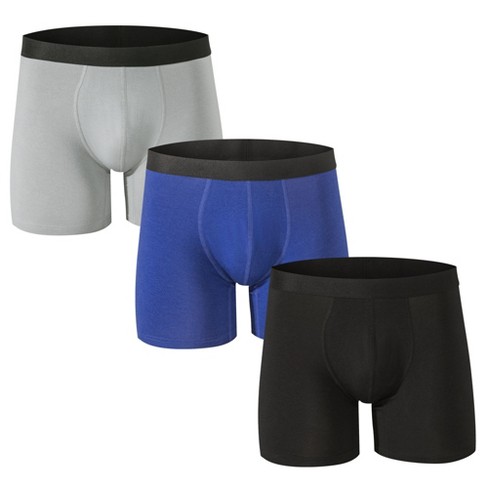 Alpine Swiss Mens Boxer Briefs 3 Pack Underwear No Fly Breathable Cotton  Modal Trunks Black Blue Gray Xl : Target