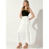 Allegra K Women's Boho Summer Smocked Elastic Waist Tiered A-Line Beach Maxi Skirt - 2 of 4