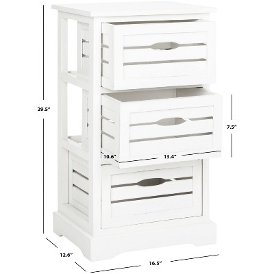 Samara Distressed Cream Pine Wood 3-Drawer Night Table