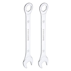 Unique Bargains CR-V 6-Point Ended Box 15 Degree Offset Open End Metric Thin Combination Wrench 2 Pcs - 1 of 4