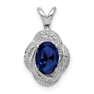 Black Bow Jewelry Rhodium Plated Sterling Silver, Diamond & Gemstone Pendant, 10 x 16mm - 1 of 4