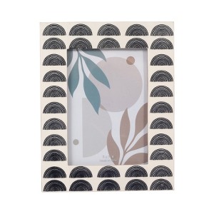 Sagebrook Home 5" x 7" Decorative Photo Frame - Contemporary Resin Ivory and Black Arch Design Picture Frame - Home - 1 of 4