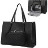 Lunch Tote Bag for Wome, Laptop Bags with Insulated Food Compartment, 16.5" PU Leather Work Bag, Leakproof Lunch Box, Black - 3 of 4