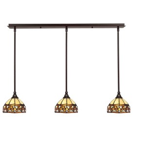 Toltec Lighting Any 3 - Light Chandelier in  Dark Granite with 7'' Roman Jewel Art Glass Shade - 1 of 1
