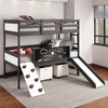Donco Kids Art & Play Twin Over Twin Dark Grey Bunkbed with Two Junior White Toy Boxes - 2 of 4