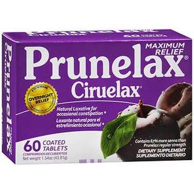 Prunelax Ciruelax Maximum Relief Dietary Supplement Coated Tablets 60 Ct