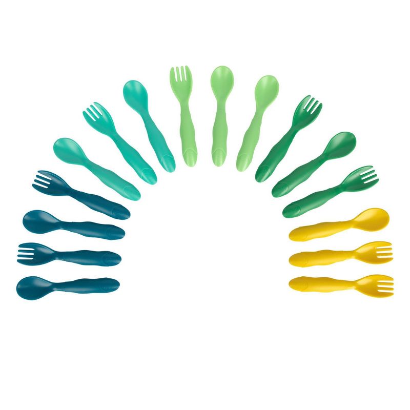 The First Years GreenGrown Reusable Flatware - Toddler Forks &#38; Spoons - Blue/Aqua/Yellow/Green - 16pk, 5 of 11
