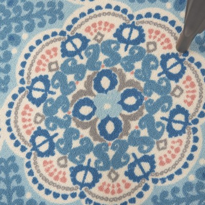 Boho Blue Floral Indoor/Outdoor Rectangular Area Rug, 5'3" x 7'5"
