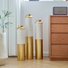 JANSNO White & Gold Modern Glazed Large Floor Metal Vase Set of 3 for Home Decor - 4 of 4