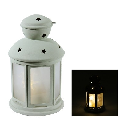 10 Battery Operated White LED Mini Lantern Christmas Lights - 4.6