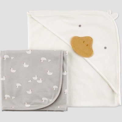 Carter's Just One You®️ Baby 2pk Duck Towel - Gray/White