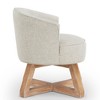 Linen Upholstered Swivel Lounge Chair with 360° Rotation and Solid Wood Cross Base, Classic Curved Back Accent Chair - 3 of 4