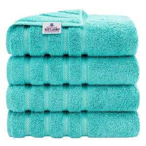 American Soft Linen 100% Cotton Luxury Turkish 4 Piece Bath Towel Set, 27x54 inches Soft Quick Dry Bath Towels for Bathroom - 1 of 4