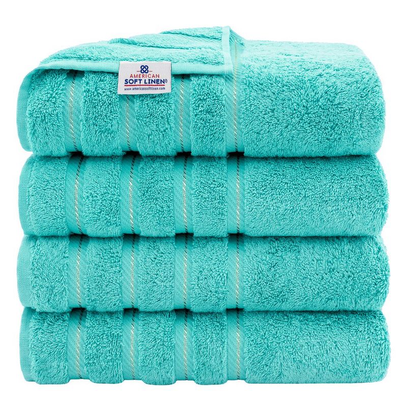 American Soft Linen 100% Cotton 4 Piece Luxury Bath Towel Set, 27x54 inches Soft Quick Dry Bath Towels for Bathroom, 1 of 10