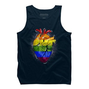 Adult Design By Humans Rainbow Heart Love Pride By Belugastore Tank Top - 1 of 2